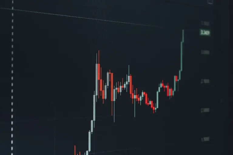 Nahaufnahme eines Finanzcharts mit stark steigender Kurve